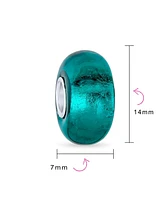 Bling Jewelry Set of 2 Translucent Solid Teal Blue Green Glass Charm Bead Sterling Silver Core