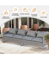 2PCS Patio Conversation Set Sectional Sofa Furniture Cushioned Seat Garden