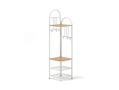 4-Tier Corner Hall Tree with Shoe Storage Bench – Coat Rack and Combo for Entryway or Mudroom
