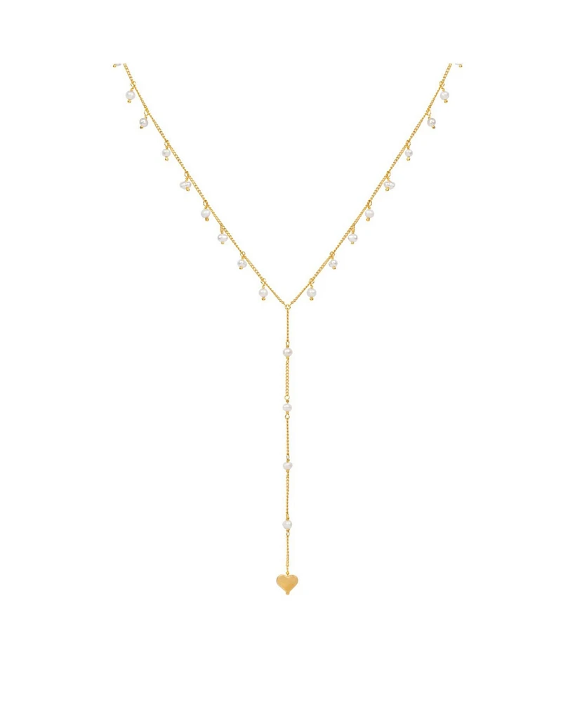 Timeless Love Heart Pearl Lariat Necklace