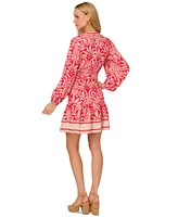 Adrianna by Papell Women's Belted Split-Neck Dress