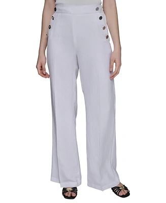 Karl Lagerfeld Paris Petite Button-Trim-Pocket Pants