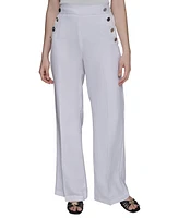 Karl Lagerfeld Paris Petite Button-Trim-Pocket Pants