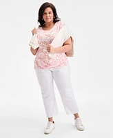 Style & Co Plus Printed Scoop-Neck Top, Exclusively at Macy's