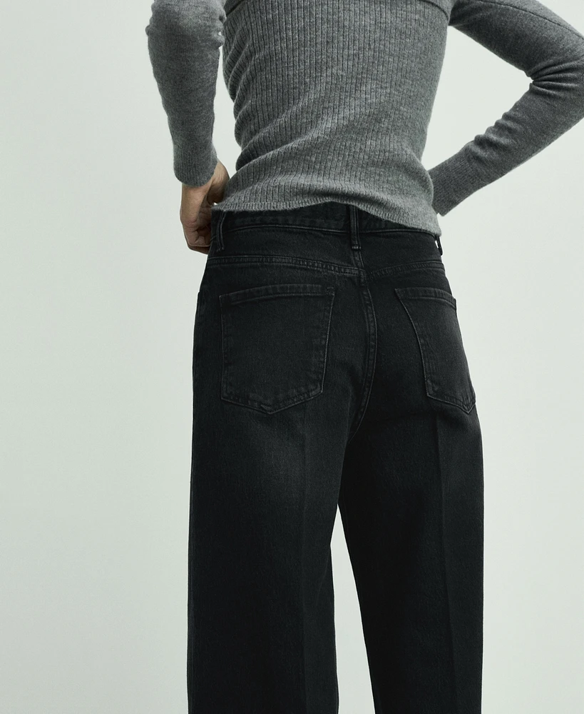 Mango Women's High-Waist Wide Leg Jeans