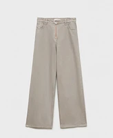 Mango Women's Zipper Wide Leg Jeans