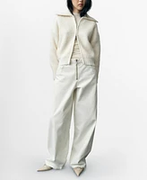 Mango Women's Zipper Wide Leg Jeans