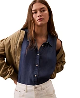 Calvin Klein Jeans Women's Sleeveless Button-Down Shirt
