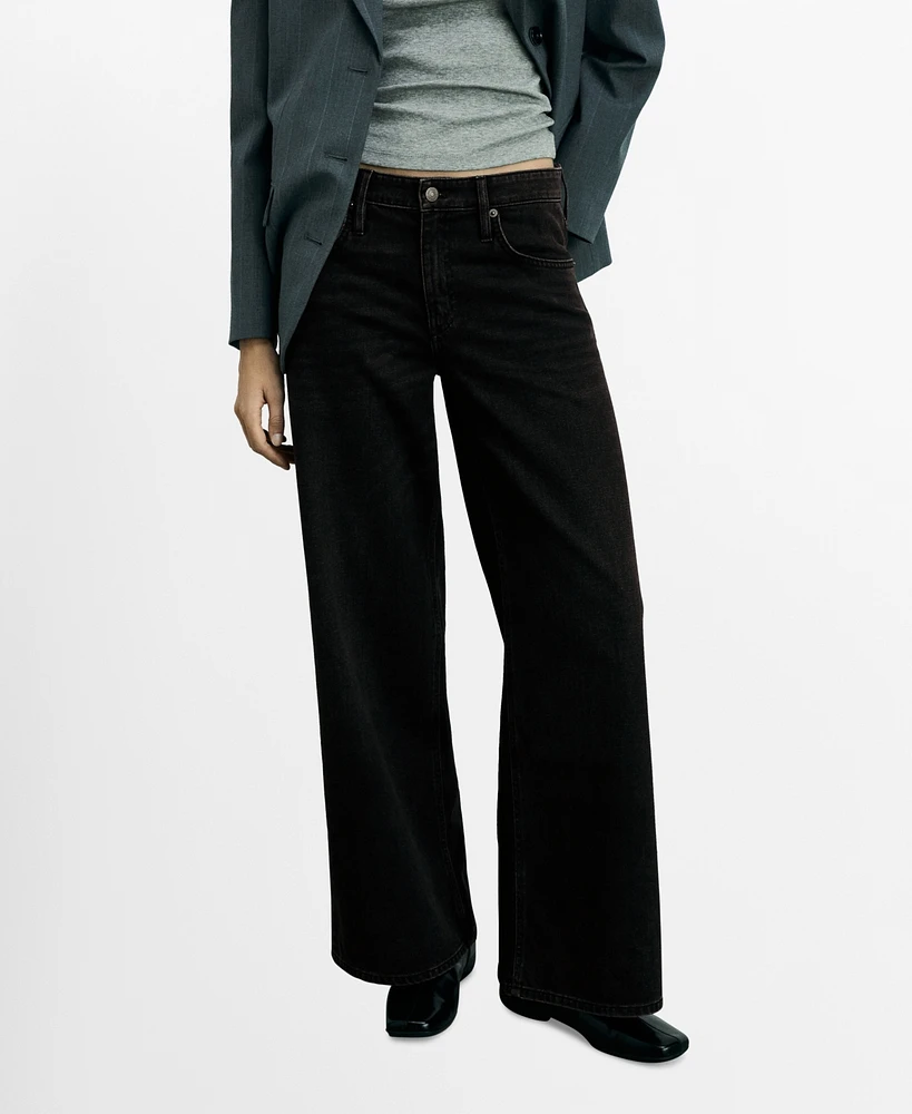 Mango Women's Low Waist Wide Leg Jeans
