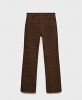 Mango Women's Zebra Print Straight-Fit Jeans