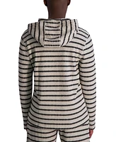 Karl Lagerfeld Paris Men's Relaxed Fit Long Sleeve Jacquard Striped Hoodie