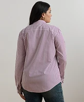 Lauren Ralph Plus Classic-Fit Striped Broadcloth Shirt