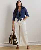 Lauren Ralph Plus Stretch Chino Wide-Leg Cropped Pants