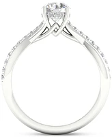Diamond Halo Twist Engagement Ring (1 ct. t.w.) in 14k White Gold