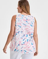 Style & Co Plus V-Neck Printed Perfect Tank Top