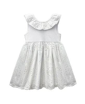 Blueberi Boulevard Baby Girls Ruffle Trim Eyelet Dress