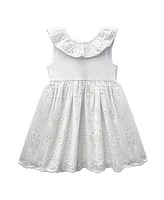 Blueberi Boulevard Baby Girls Ruffle Trim Eyelet Dress