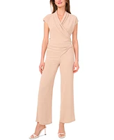 Sam & Jess Petite Wrap Textured Cap-Sleeve Top