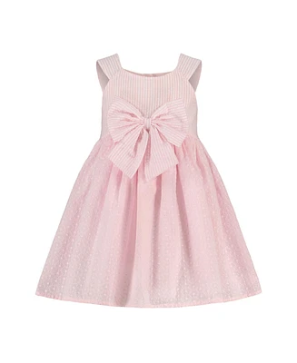 Blueberi Boulevard Baby Girls Seersucker Stripe with Eyelet Fit-and-Flare Dress
