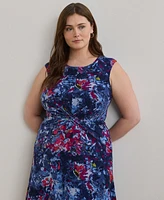 Lauren Ralph Plus Print Twist-Front Jersey Dress