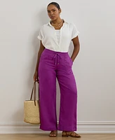 Lauren Ralph Plus Linen Wide-Leg Pants