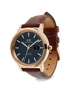 Daniel Wellington Unisex Automatic Brown Genuine Italian Chrome-Free Leather Watch, 40mm