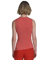 Halston Women's Printed Cowlneck Sleeveless Top