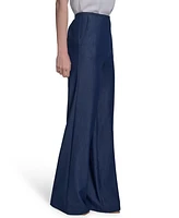 Halston Women's Denim-Like Mid-Rise Wide-Leg Pants