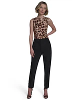 Halston Women's Pintuck High-Waisted Ankle Pants