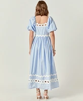 English Factory Women's Scallop-Trim Cotton Midi Dress