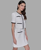 Karl Lagerfeld Paris Women's Contrast-Trim Short-Sleeve Jacket