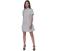 Karl Lagerfeld Paris Women's Embellished Shirred Shirtdress