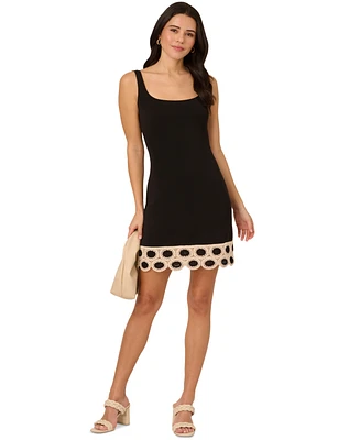 Adrianna by Papell Women's Square-Neck Crochet-Trim Dress