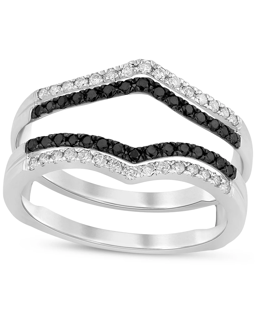 Black & White Diamond Guard Ring (3/8 ct. t.w.) in 14k White Gold