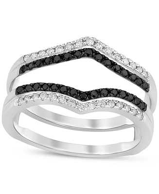 Black & White Diamond Guard Ring (3/8 ct. t.w.) in 14k White Gold