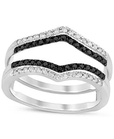 Black & White Diamond Guard Ring (3/8 ct. t.w.) in 14k White Gold