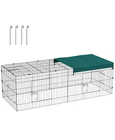 PawHut 87" Small Animal Playpen with Roof for Rabbits, Chicken, Chinchillas