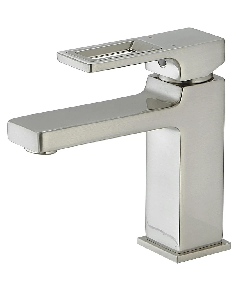 Single Hole Single-Handle Low-Arc Bathroom Faucet Water-Saving Vanity With Drain Kit In Brushed Gold