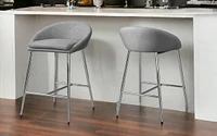 Stylish Set of Two Metal Bar Chairs with Low Back Support
