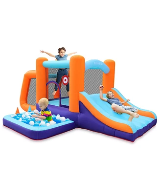 Ltmate Global Inc. Bounce House with Blower, Kids Inflatable Bouncy House with Slide, Jump Bouncy Castle with Ball Pit Pool, Basketball Hoop, Football