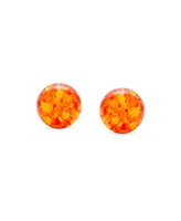Bling Jewelry Set of 2 Minimalist Round Bead Natural Stones Opalescent Opal Drop Stud Earrings