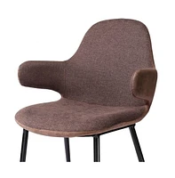 33" Stylish Brown Fabric and Faux Leather Accent Chair