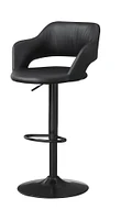 Faux Leather And Metal Low Back Adjustable Height Bar Chair