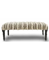 Modern Upholstered Bench with Black Legs and Striped Fabric for Home Decor