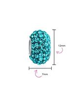 Bling Jewelry Set of 2 Solid Pave Crystal Bead Charm for European Bracelet with Sterling Silver Core