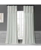Half Price Drapes Eggshell Ruched Solid Faux Silk Taffeta Room Darkening Curtain
