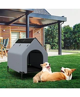 Elevated Pet House for Outdoors with Ventilated Windows – Waterproof and Comfortable Pet Shelter