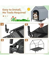 Elevated Pet House for Outdoors with Ventilated Windows – Waterproof and Comfortable Pet Shelter