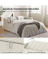 Duncan Modern Channel Tufted Upholstered Sleeper Sofa With Built-In Usb Port