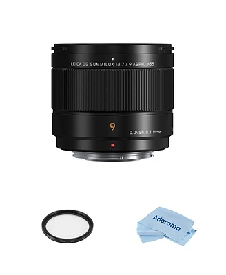 Panasonic Lumix G Leica Dg Summilux 9mm f/1.7 Aspherical Lens for Micro Four Thirds Bundle with 55mm Uv Filter, Microfiber Cleaning Cloth